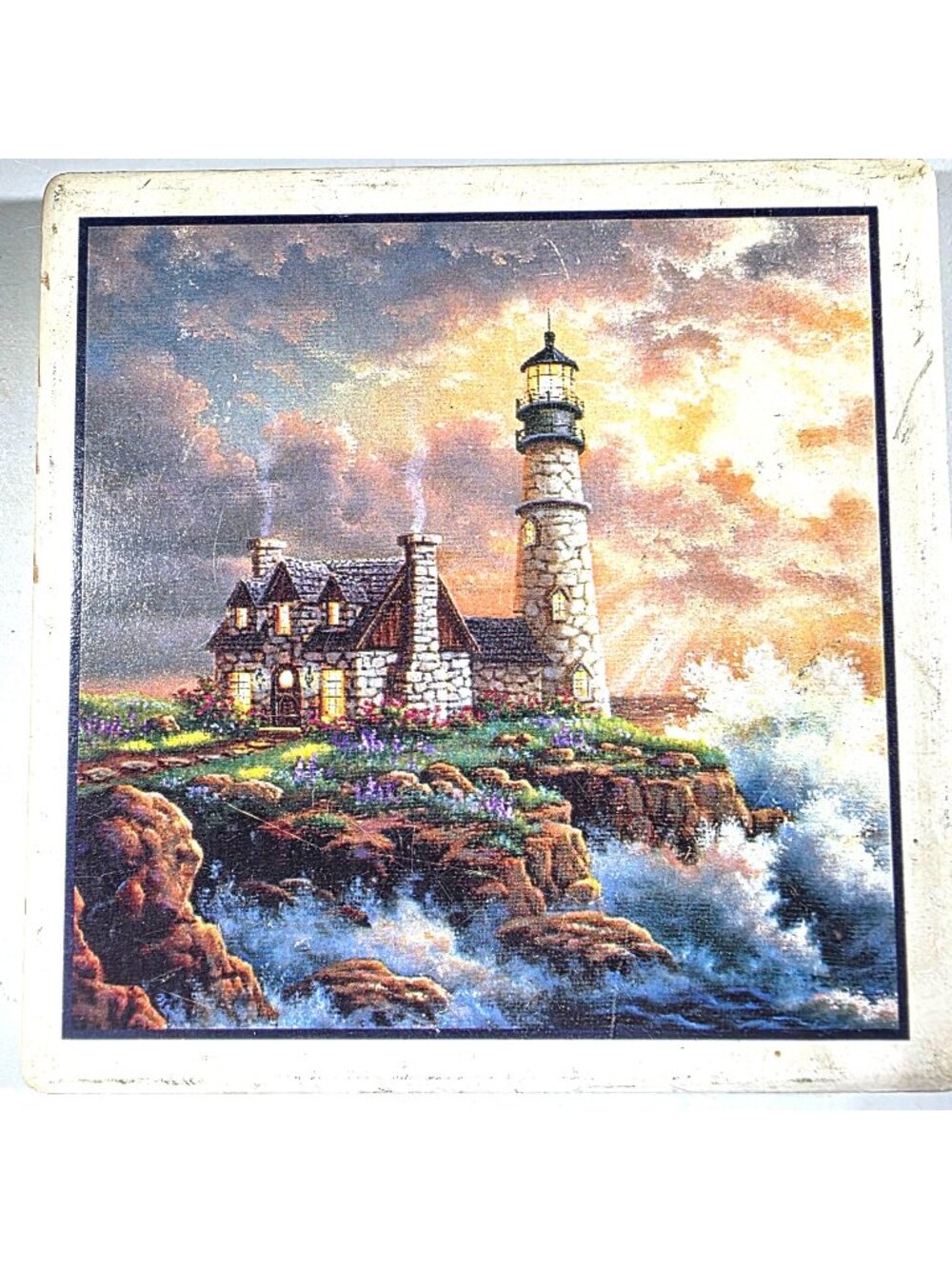 Lighthouse Coasters Set Of 3 Ceramic Cork Backing beachcore ocean nautical